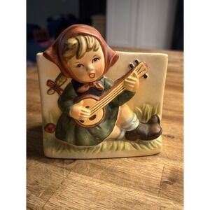 VINTAGE RELPO Hummel Girl Sitting Playing Guitar Planter #2024